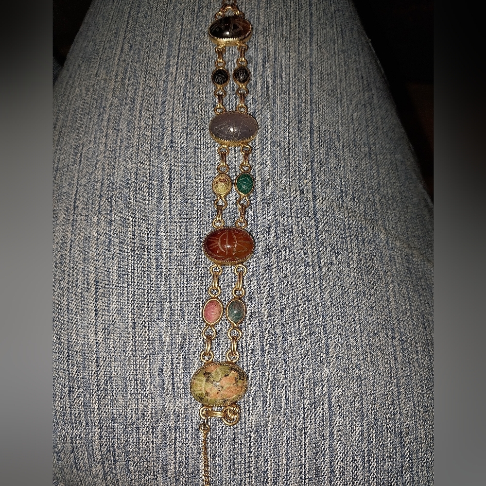 Vintage Scarab Egyptian Revival Double bracelet